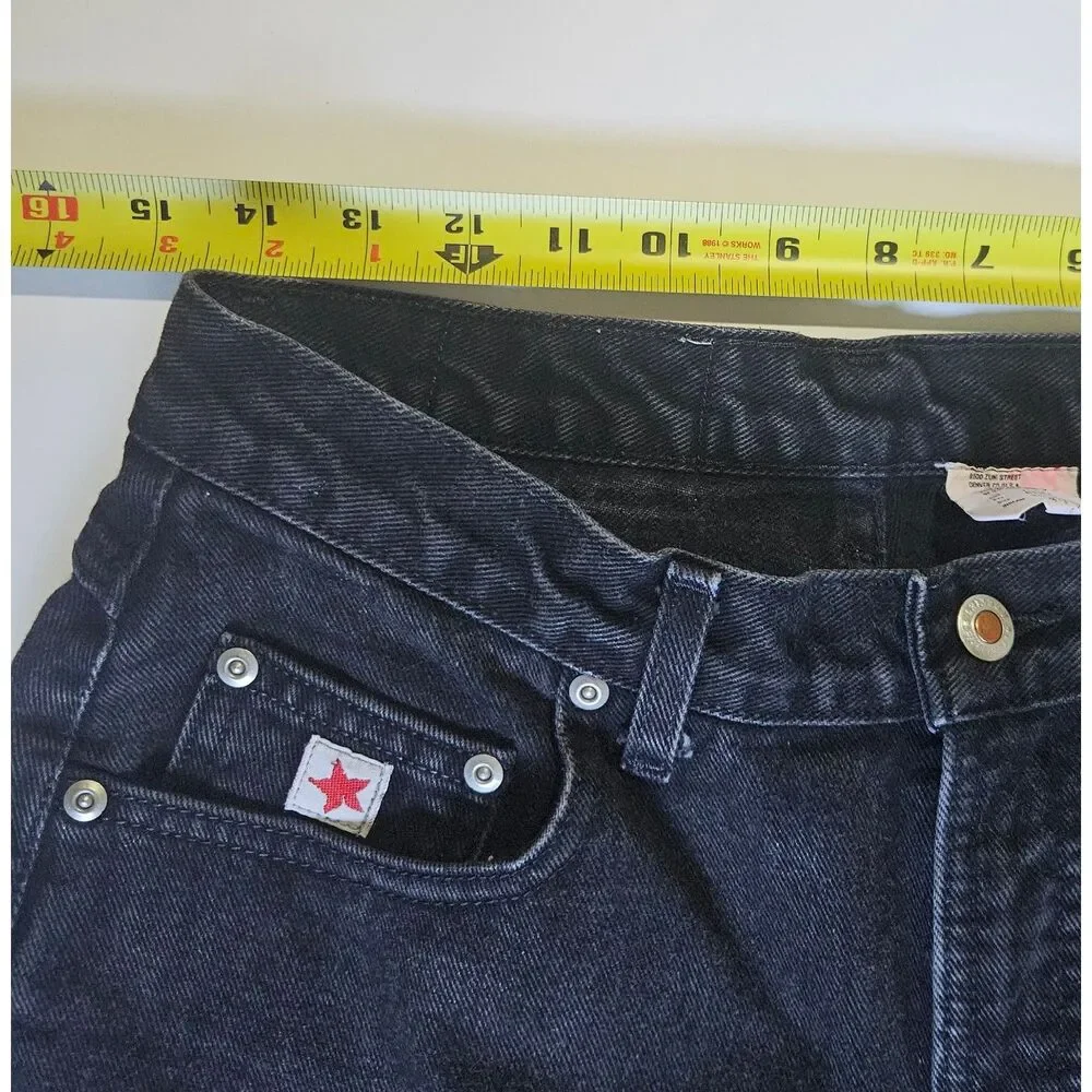 VTG ROCKIES Baggie Relaxed High Rise Jeans Womens Size 10 Tapered Black Baseball